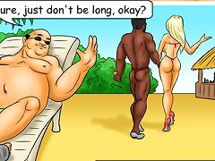 Interracial porn comics. Take me! Take me right here! I wanna ride your hard black dick!